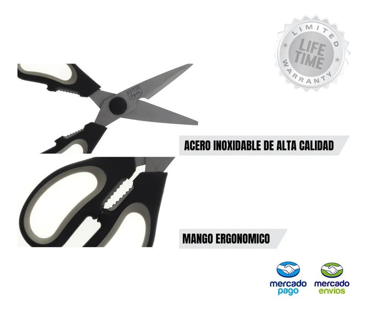 Tijeras De Cocina Tijeras Chef Acero Inoxidable Multiusos Negro