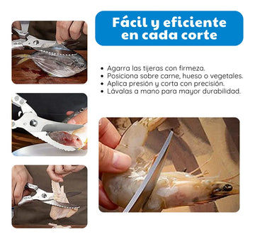Tijeras De Acero Inoxidable Cocina Cortar Pollo Multiusos Plateado