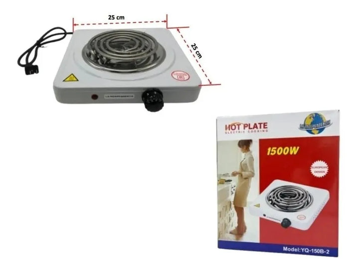 Estufa Electrica Portatil Cocina 1 Puesto 1500w Regulable Blanco