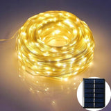 Luz Led Navideña Recargable De Alambre Con Panel Solar 100 Amarillo