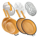 Combo 2 Sartenes Dobles Wok con Parrilla Asar y Vapor Chef Master Antiaderente y Ergonómico Sistema de Cocción Multifuncional para Freír Hornear Asar y Cocinar al Vapor Incluye Tapa y Accesorios Pack