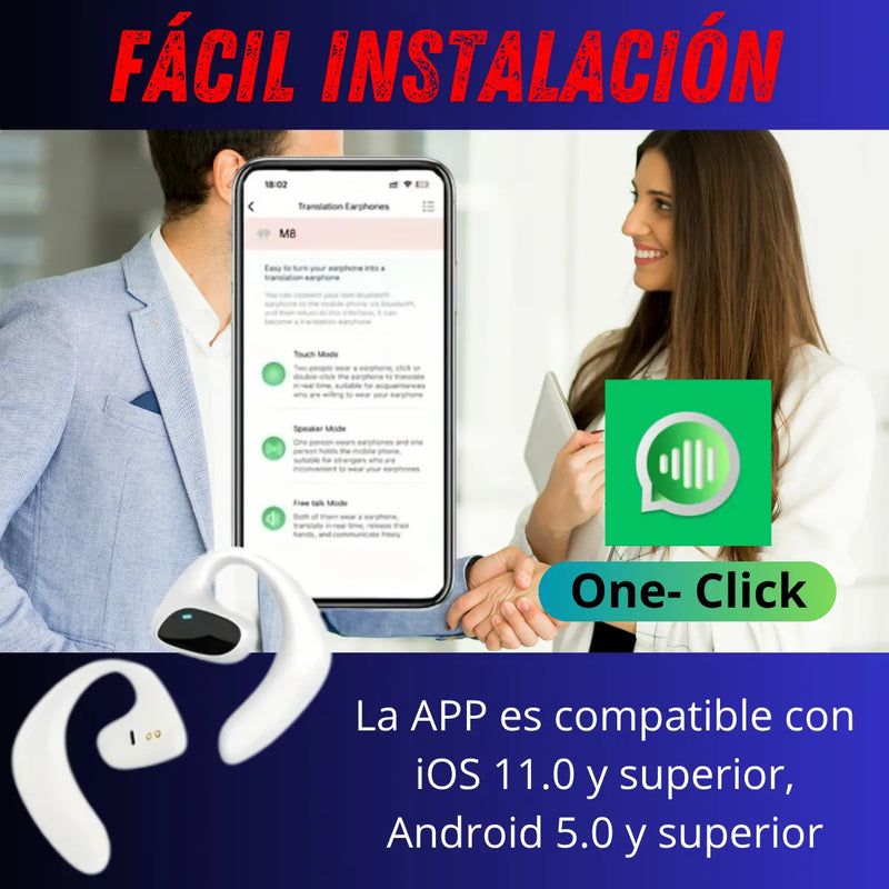 Audifonos De Traduccion Instantaneos De Idioma Inalámbricos Blanco