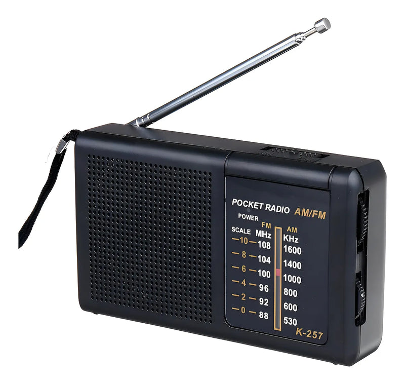 Radio Portatil Mini Am Fm Parlante Auriculares A Pilas Color Negro