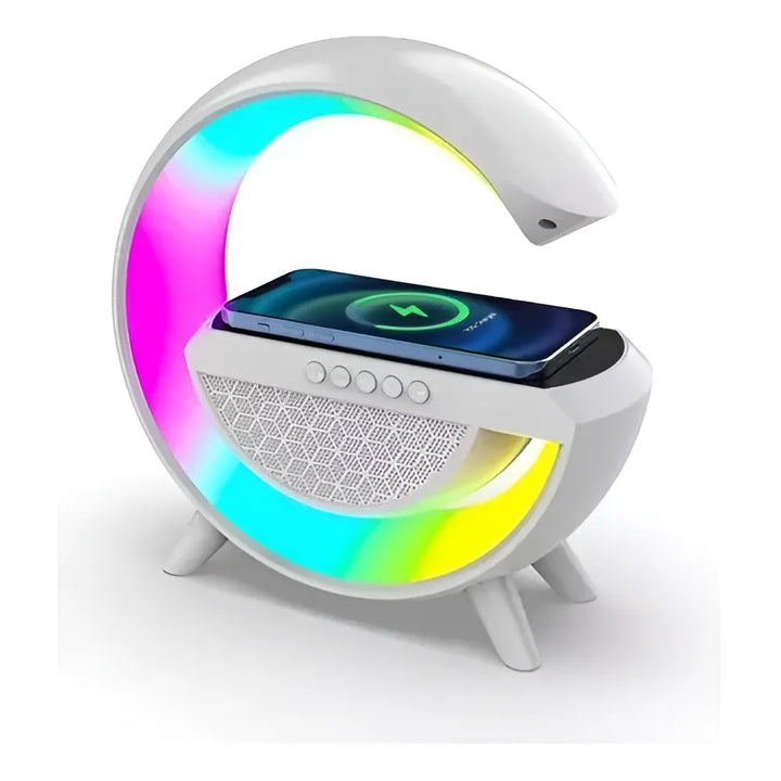 Parlante BT2301 Led Wireless Charging Speaker portátil con bluetooth blanca
