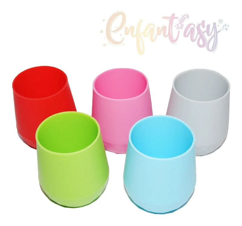 Mini Cup Vaso De Silicona Vaso Entrenador Bebé Color Gris Liso