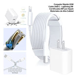 Cargador Rapido Certificado Mfi 20w 2 Metros Para Iphone 14 Blanco