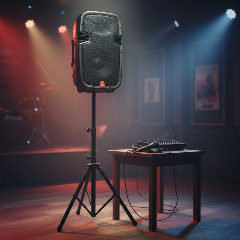 Cabina Recargable Américan Sound 10 Pulgadas Base+microfono Negro