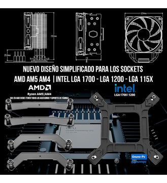 Disipador Aire Fan Cooler M Cpu Lga 1700 Am5 Am4 Argb 1200