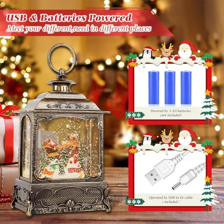 Snow Globe Musical Navideño Con Temporizador Y Luz Led