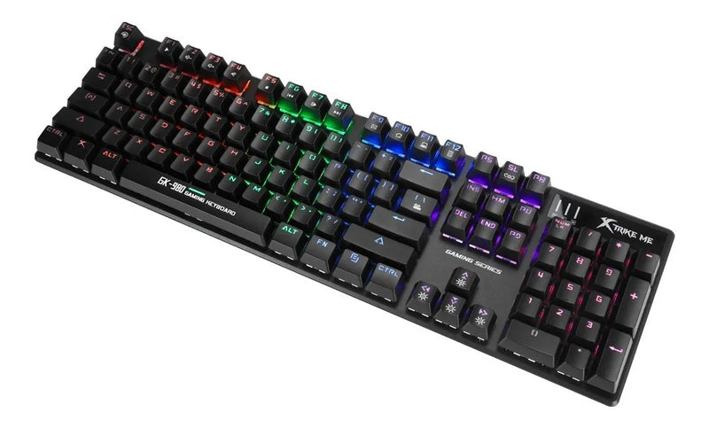 Teclado Gamer Xtrike Me Mecanico Numerico 7 Colores Gaming Negro
