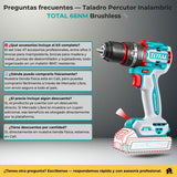 Taladro Percutor 1/2 Inalambrico Total 66nm +50 Acc Brushles Turquesa 50 Hz/60 Hz