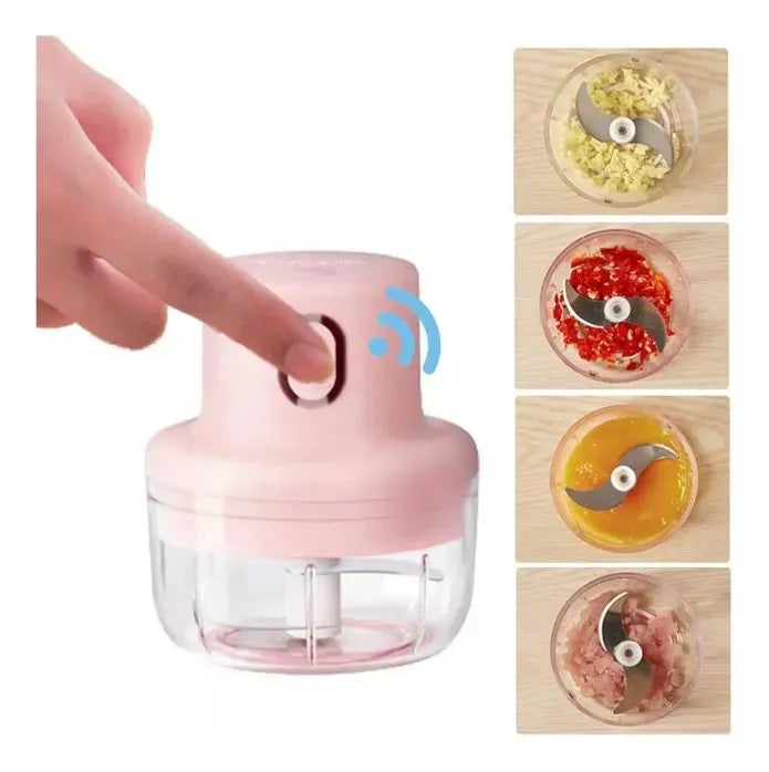 Picador Eléctrico Recargable 250ml Cortador De Verduras Rosa