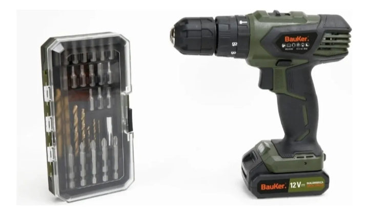Taladro percutor atornillador inalámbrico de 10mm Bauker SD-GS1041 + accesorio 60Hz