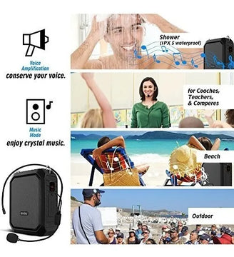 Shidu Amplificador De Voz Con Bluetooth 18 W Con Microfono C Black