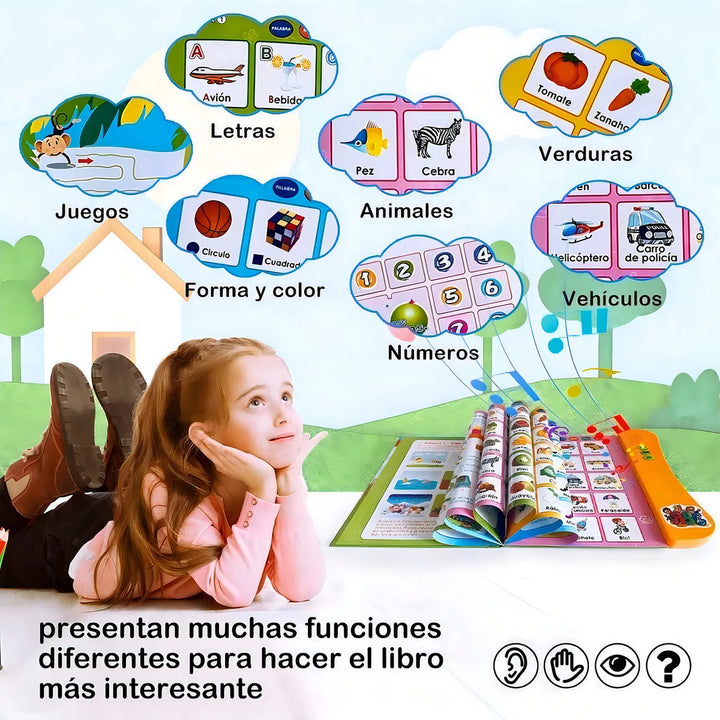 Libro De Estudio Aprendizaje Interactivo Niños Español 20 Actividades Naranja