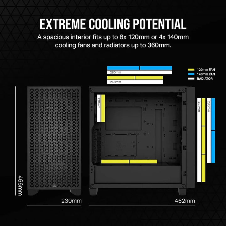 Corsair 3000d Airflow Caja De Pc De Torre Media Ventiladores Black