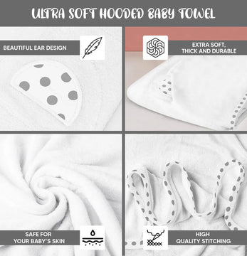 Juego De 2 Toallas De Bebe Con Capucha, Color Blanco Y Gris,