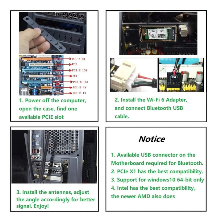 Tarjeta De Red Wifi 6e Pcie Wificon Bluetooth 5.3 Okn Ax5400