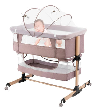 Cuna 3 En 1 Portátil Ajustable Para Bebé Color Beige Claro