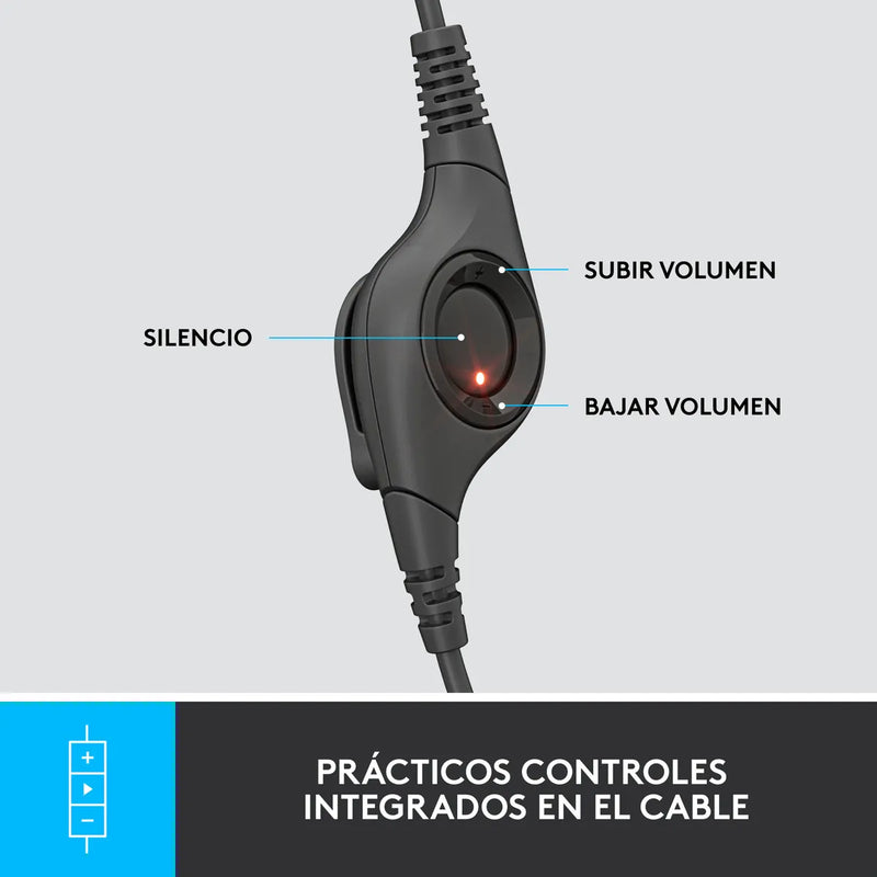 Logitech H390, Diadema Usb / Mic Sin Ruido Y Controles Cable Negro