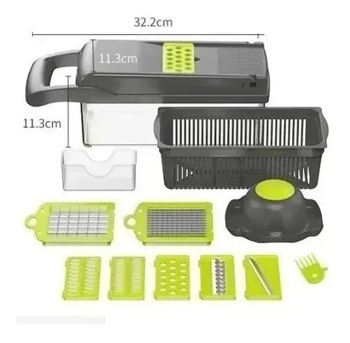 Mandolina Cortador Verduras Multi Picador Vegetales 15 En 1 Verde
