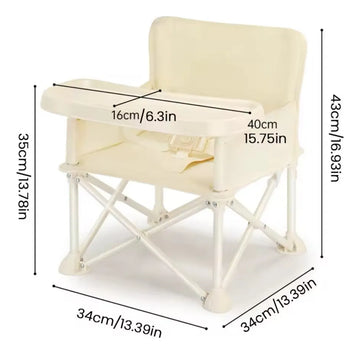 Silla Plegable Para Bebe Portatil Con Bandeja - Comedor Silla Bebe Beige