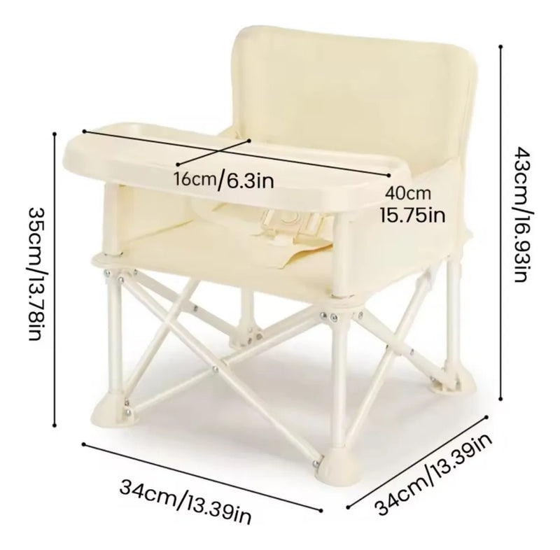 Silla Plegable Para Bebe Portatil Con Bandeja - Comedor Silla Bebe Beige