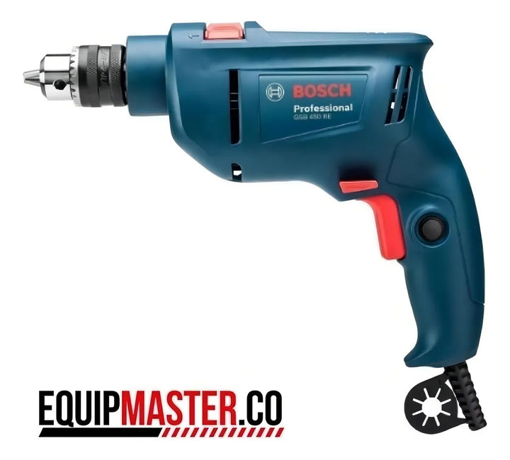 Taladro percutor atornillador eléctrico de 10mm Bosch GSB 450 450W + 0 baterías de 0mAh + accesorio con caja de cartón 60Hz