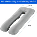 Almohada Embarazo Cuerpo Entero Tela Peluche Forro Interno 52 Bits Color Gris