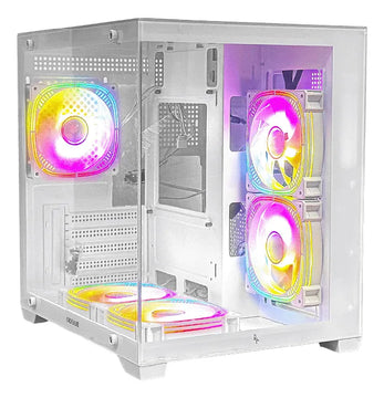 Gabinete Chasis Para Pc Gamer Pecera Argb Blanco + 3 Cooler