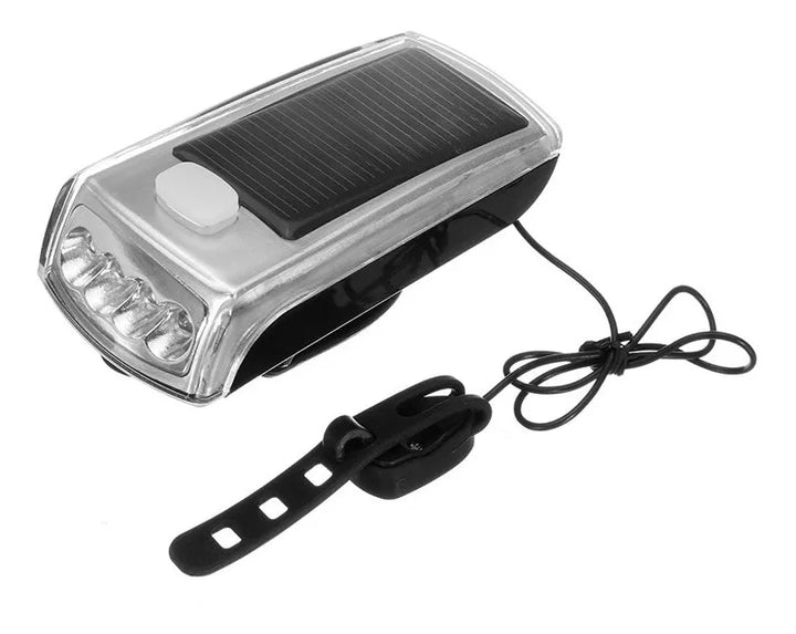 Linterna Led Bicicleta Con Pito Recargable Usb Solar 045