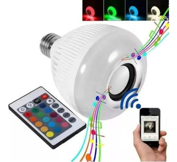 Bombillo Parlante Bluetooth Multicolor Luz Rgb Música Foco Diseño