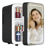 Refrigerador Con Espejo De Luz Led Regulable, Mini, Portátil Negro