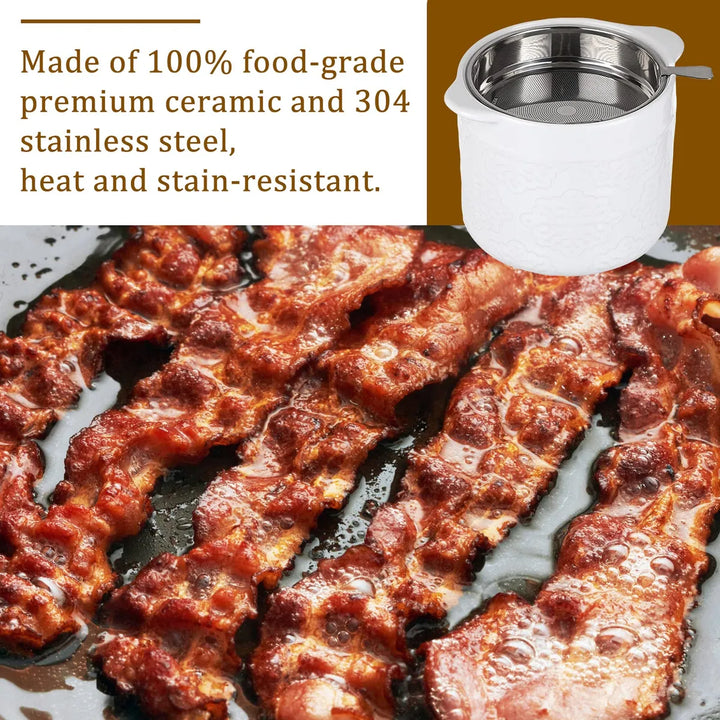 Bstkey Recipiente De Grasa De Tocino De Ceramica Con Colador