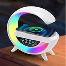 Parlante Bluetooth Con Luz Rgb Y Carga Inalámbrica + Reloj Blanco