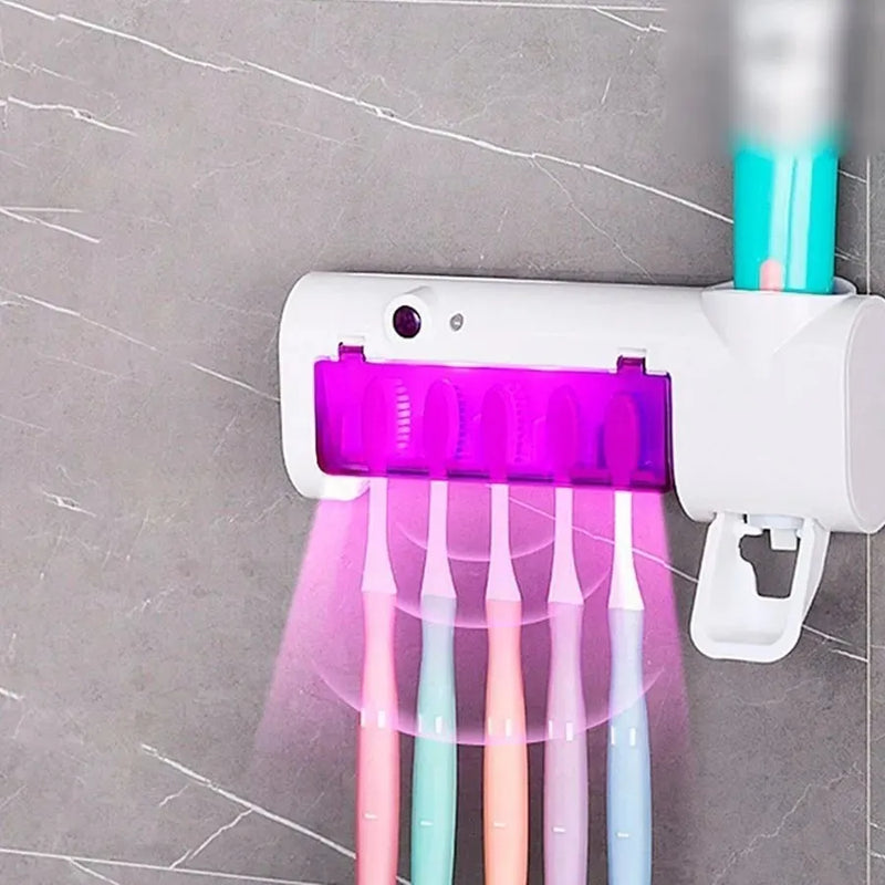 Soporte Esterilizador Cepillos Uv+dispensador Crema Recargab