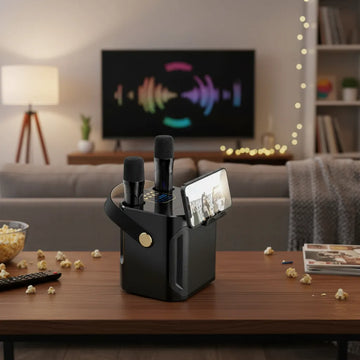 Parlante Bluetooth Karaoke Inalámbrico Con 2 Micrófonos S882 Negro