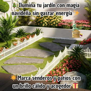 Set Kit Cerca Valla Plástica Luz Solar Automática Led Decoración Navideña Delimitar Sendero Cerramiento División Borde Jardín Finca Patio Nocturno Mágico Confiable Duradero Exterior 1.75 Metros
