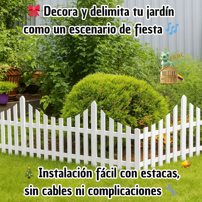 Kit Set Cerca Valla Plástica Luz Solar Automática Led Decoración Navideña Delimitar Sendero Cerramiento División Borde Jardín Finca Patio Nocturno Mágico Confiable Duradero Exterior 1.75 Metros