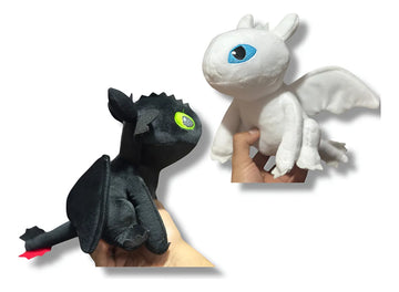 Furia Nocturna Chimuelo + Furia Luminosa Blanco Peluche Pareja Negro Y Blanco