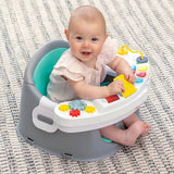 Asiento infantil multifuncional 3 en 1 con sonido Infantino de color gris/verde