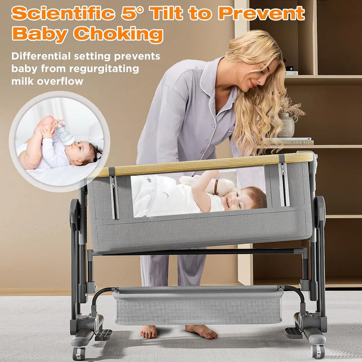 Cuna Lateral 4 En 1 Para Bebé Con Ruedas - Comodidad Y