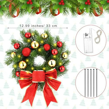 Adorno Navideño Para Coche Con Luces Led Y Lazo Rojo