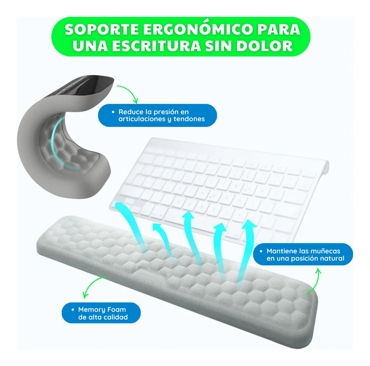 Apoya Muñecas Reposa Brazo Teclado Y Mouse Memory Foam Pad Gris No Aplica