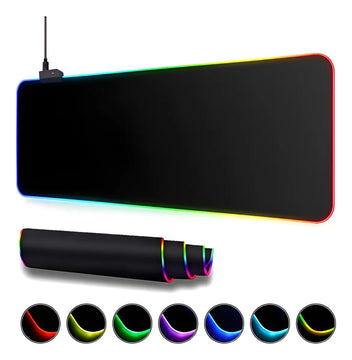 Pad Mouse Gamer Rgb Xxl Luminoso Led 80*30 Cm Antideslizante Negro