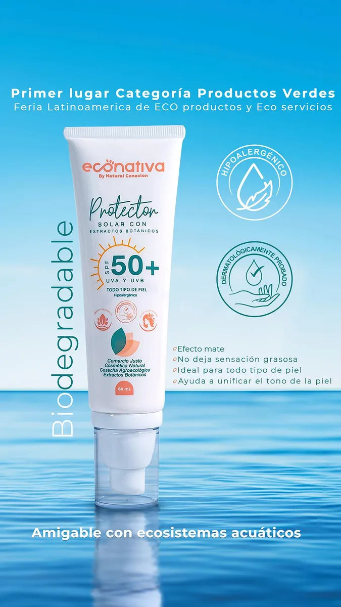 Antisolar Bloqueador Protector Solar Natural Mate Orgánico Mineral Sin Químicos Sin Olor No Comedogénico Piel Grasa Sensible Hipoalergénico Facial Para La Cara Bebés Econativa By Natural Conexion 80mL