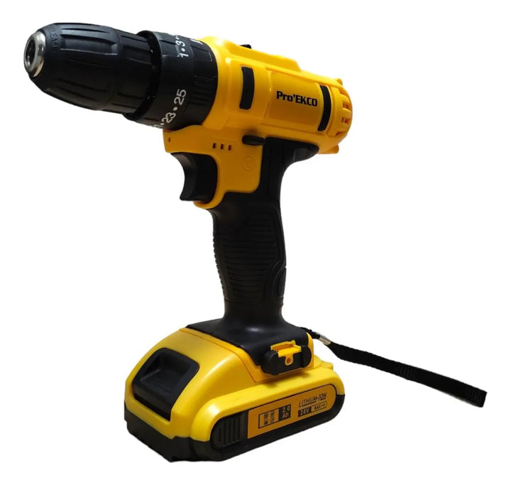 Taladro Inalámbrico De 24v Percutor Baterías Velocidades - Amarillo - 50/60