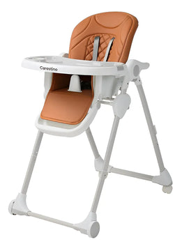 Carestino silla de comer petra marrón ocre plegable altura adaptable con bandeja extraíble