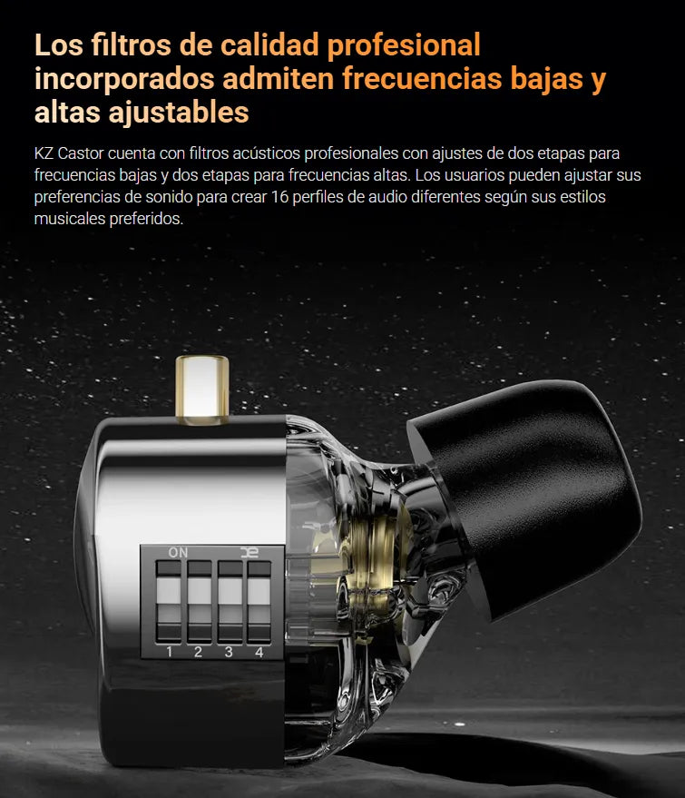 Audífonos Kz Castor Improved Bass Con Microfono Negro
