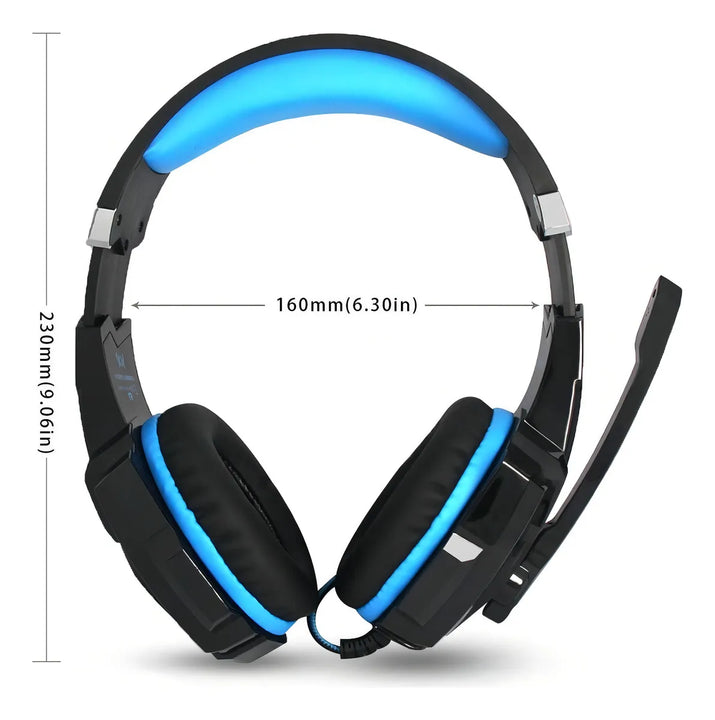 Audífonos gamer Kotion Each G9000 black y blue con luz azul LED